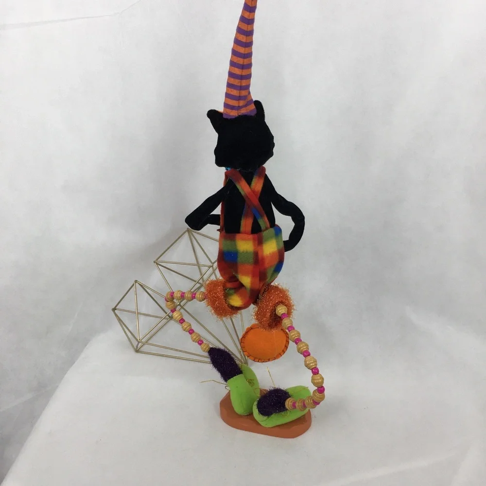 Adorable Halloween Cat  in Black, Orange, Purple, and Green… Bendable!